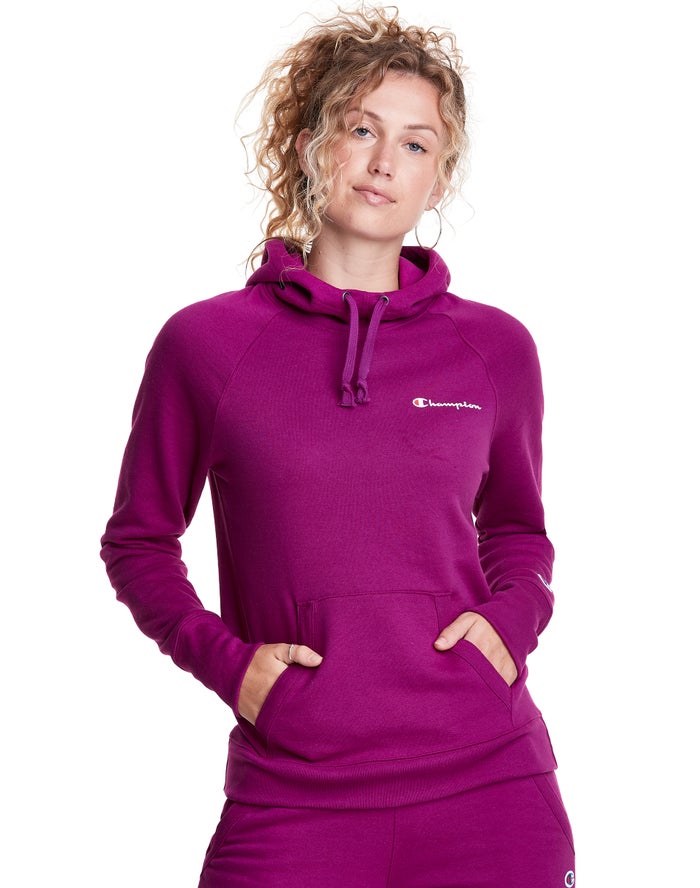 Champion Womens Hoodie NZ - Powerblend Script Logo Pink ( 7695-CWHTM )